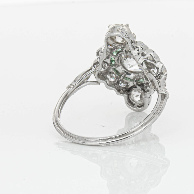 Vintage Platinum Diamond & Emerald Ring-Ring-Walker & Hall