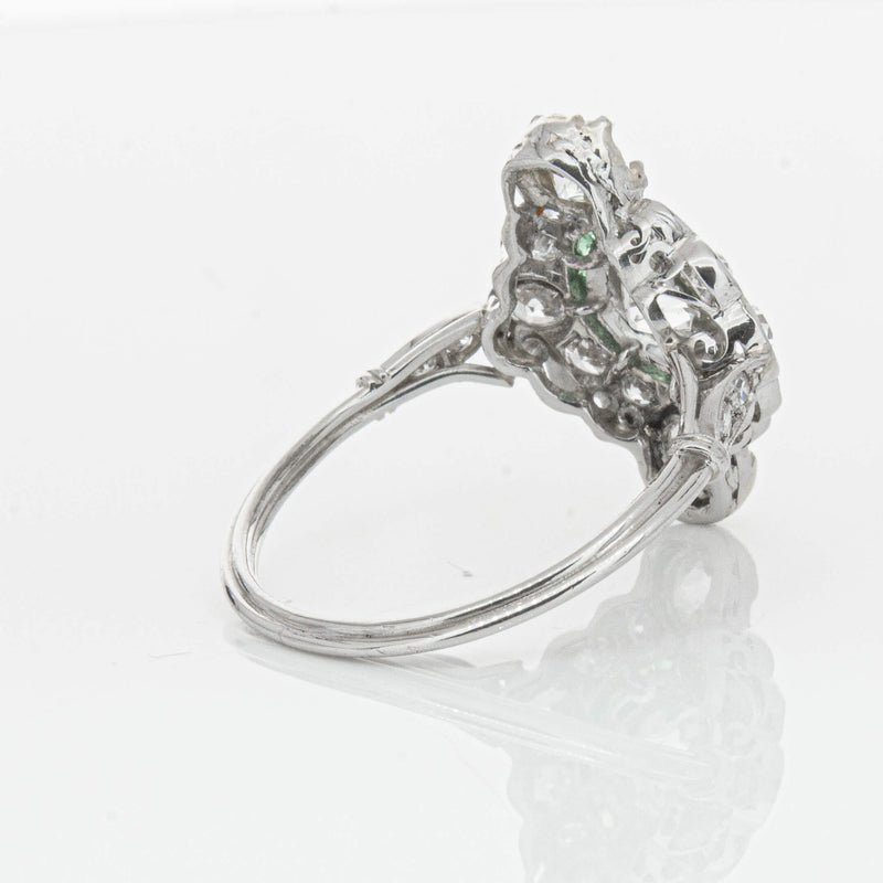 Vintage Platinum Diamond & Emerald Ring-Ring-Walker & Hall