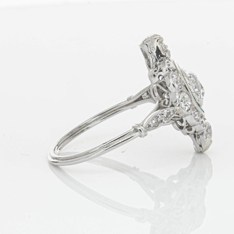 Vintage Platinum Diamond & Emerald Ring-Ring-Walker & Hall