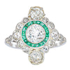 Vintage Platinum Diamond & Emerald Ring-Ring-Walker & Hall