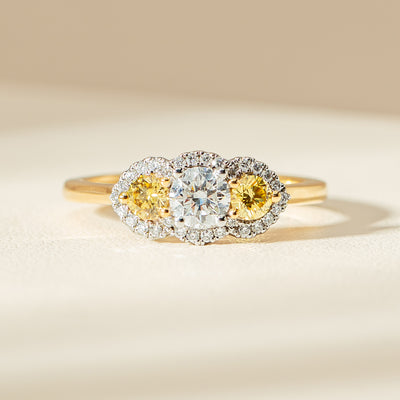 18ct Yellow Gold .84ct Yellow & White Diamond Posie Ring - Ring - Walker & Hall