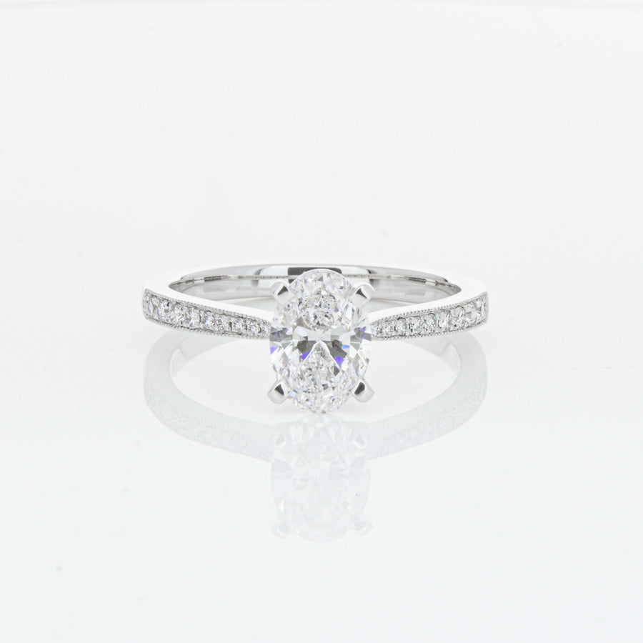 18ct White Gold 1.01ct Oval Cut Diamond Zenith Ring-Ring-Walker & Hall