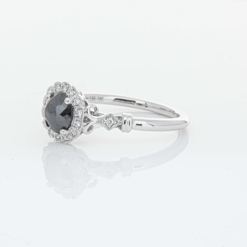 18ct White Gold .54ct Black Diamond Versailles Ring-Ring-Walker & Hall
