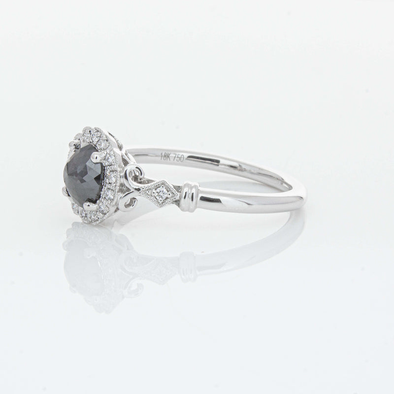 18ct White Gold .54ct Black Diamond Versailles Ring-Ring-Walker & Hall