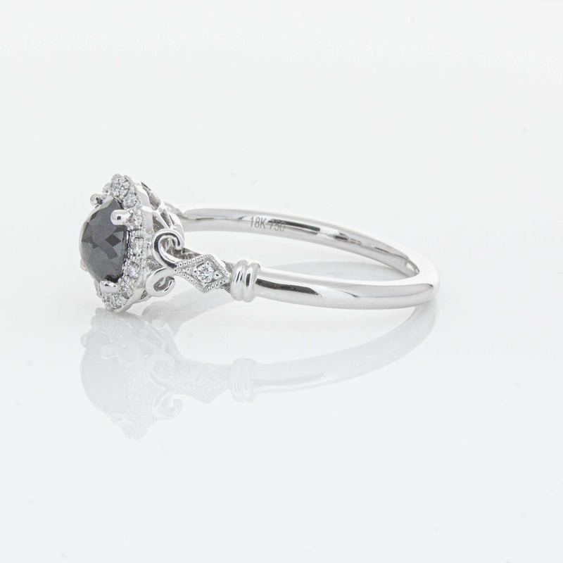 18ct White Gold .54ct Black Diamond Versailles Ring-Ring-Walker & Hall