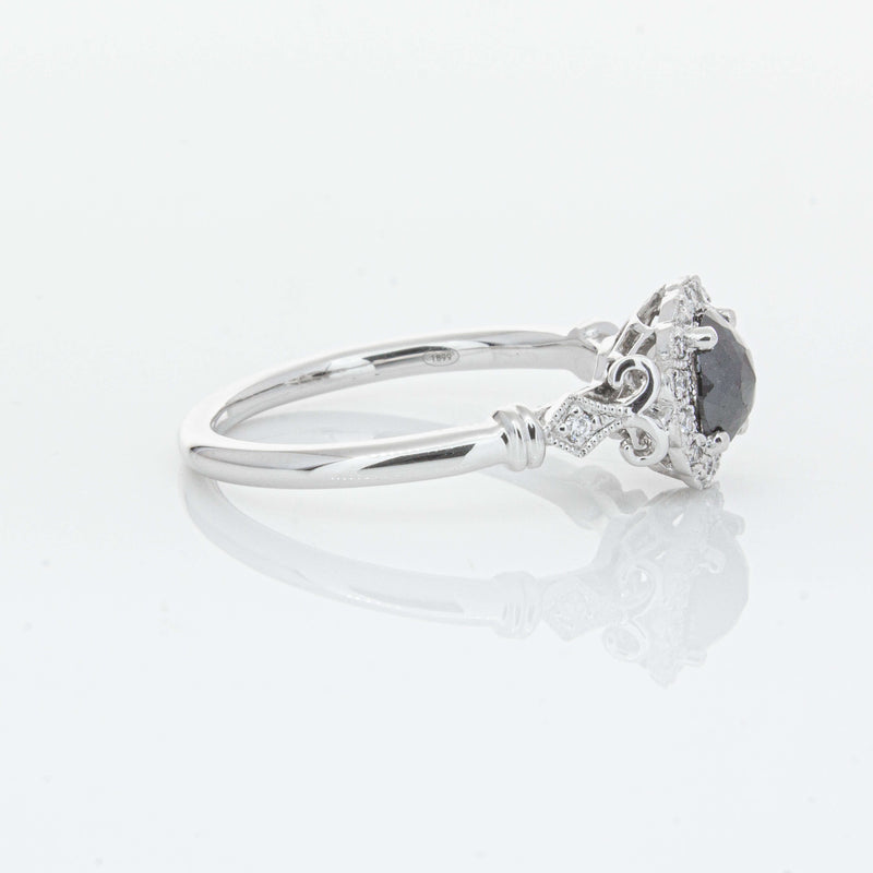 18ct White Gold .54ct Black Diamond Versailles Ring-Ring-Walker & Hall