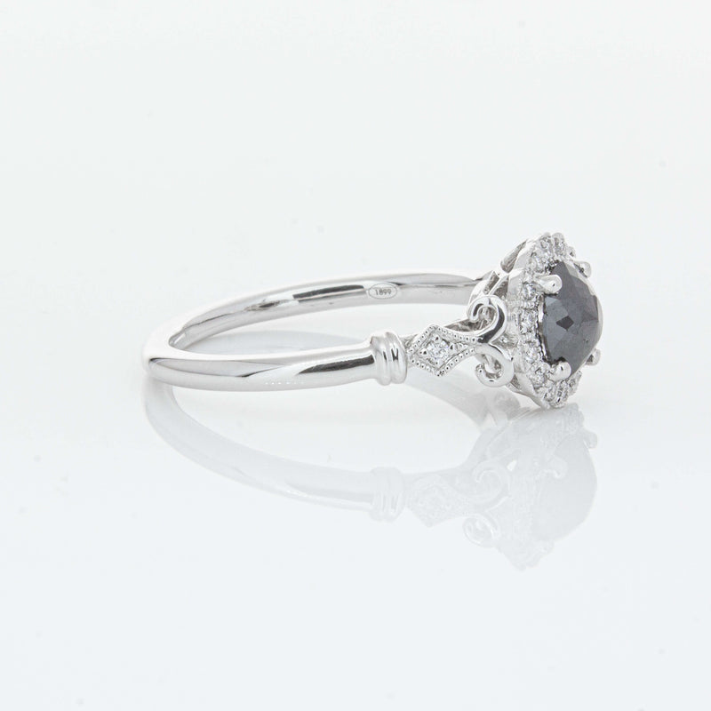 18ct White Gold .54ct Black Diamond Versailles Ring-Ring-Walker & Hall