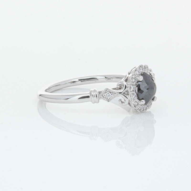18ct White Gold .54ct Black Diamond Versailles Ring-Ring-Walker & Hall