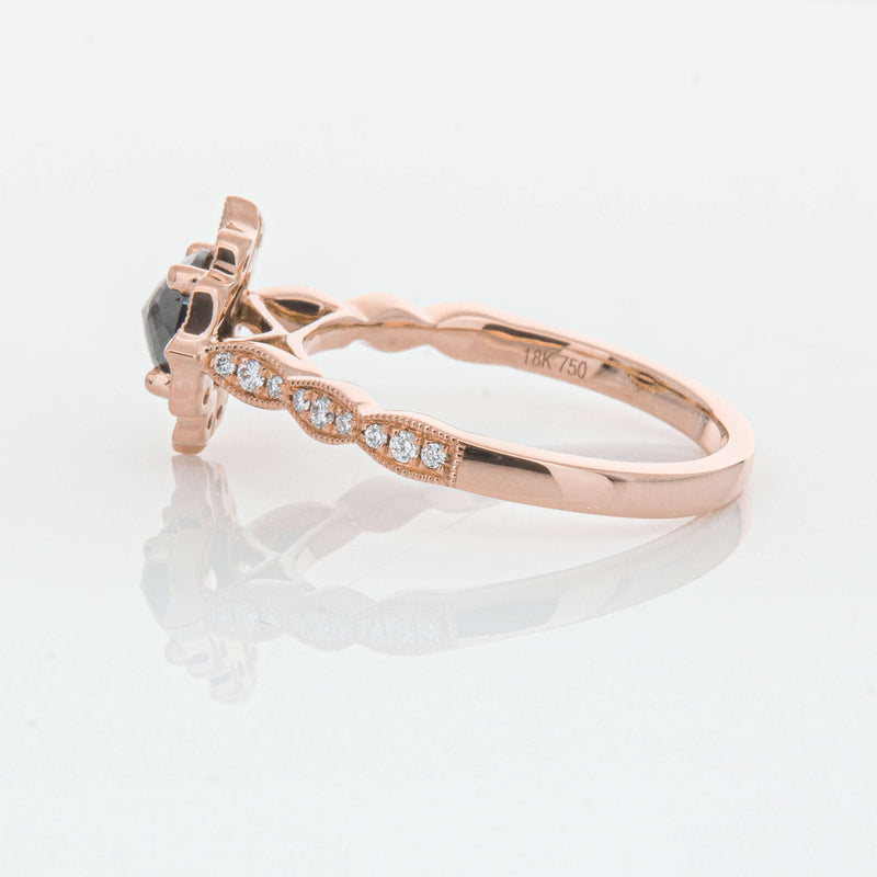 18ct Rose Gold .61ct Black Diamond Paramount Ring-Ring-Walker & Hall