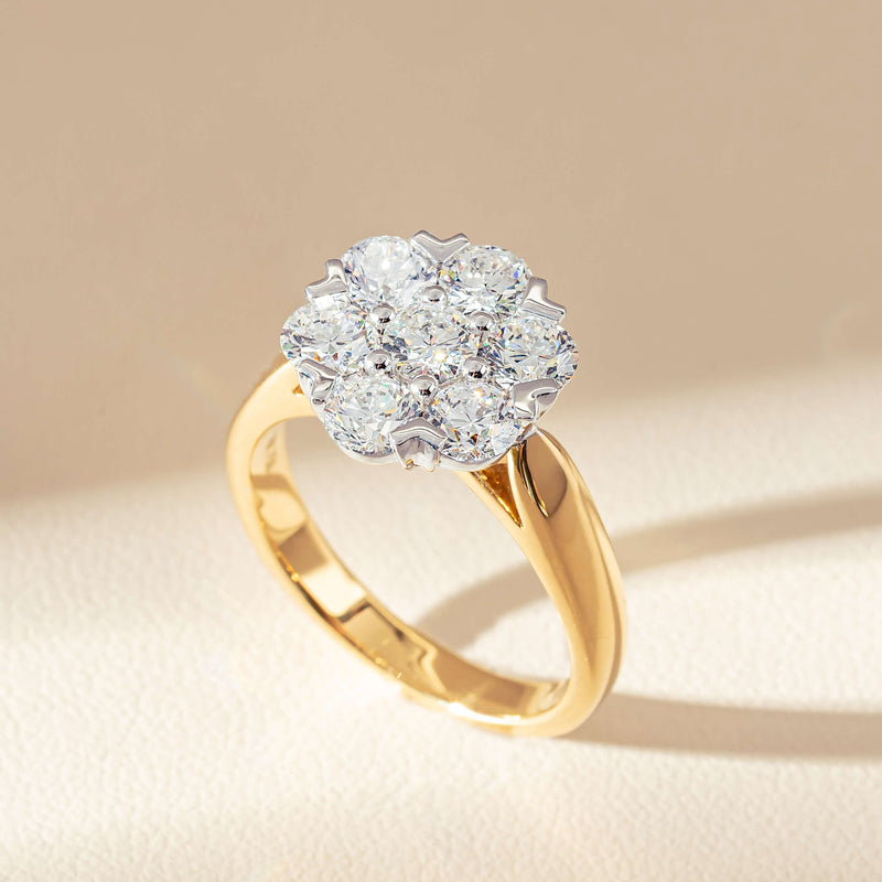 18ct Yellow Gold 2.00ct Diamond Lotus Ring - Ring - Walker & Hall