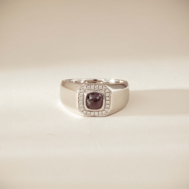 Platinum 1.10ct Black Diamond Mens Ring-Ring-Walker & Hall