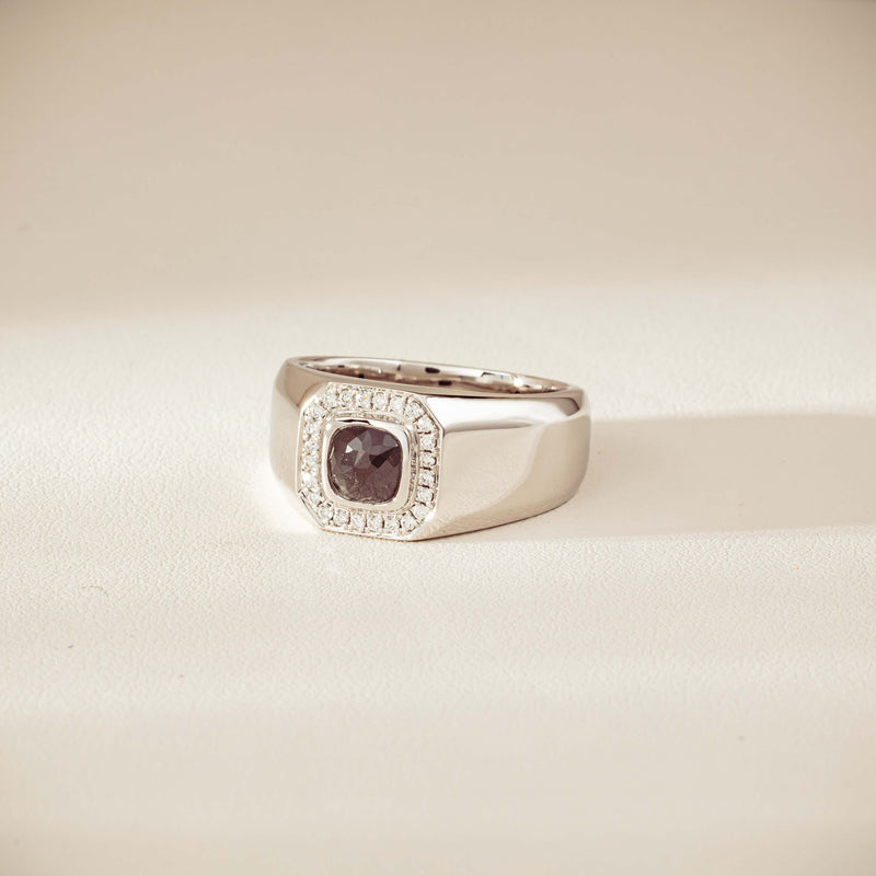 Platinum 1.10ct Black Diamond Mens Ring-Ring-Walker & Hall
