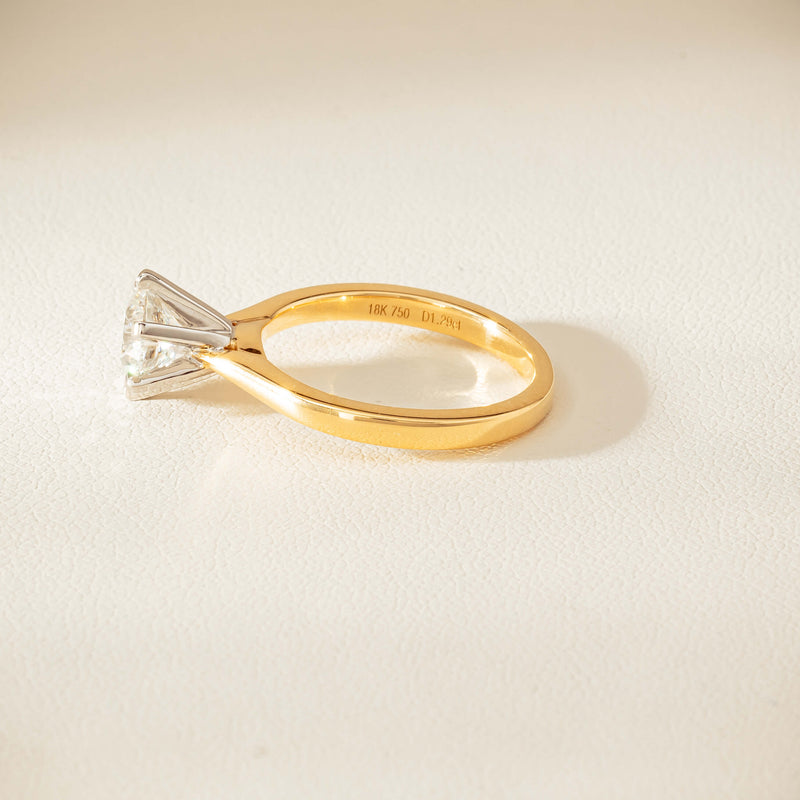18ct Yellow Gold 1.29ct F VS1 Diamond Capri Ring - Ring - Walker & Hall