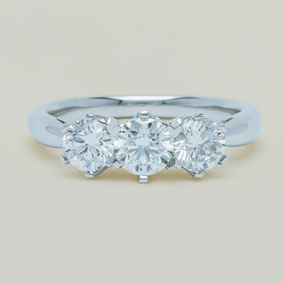 18ct White Gold 1.35ct Reclaimed Diamond Trilogy Ring - Ring - Walker & Hall