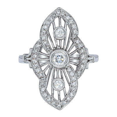 Deja Vu 18ct White Gold .50ct Diamond Openwork Ring - Ring - Walker & Hall