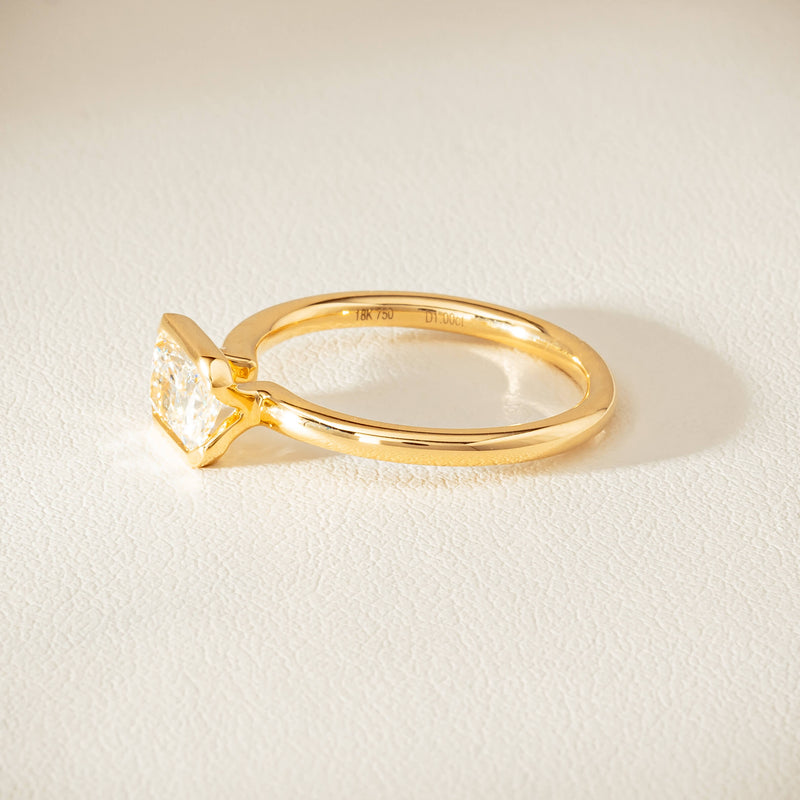 18ct Yellow Gold 1.00ct Radiant-Cut Diamond Elle Ring - Ring - Walker & Hall