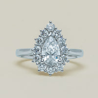 18ct White Gold 1.03ct Pear Cut Reclaimed Diamond Belle Ring - Ring - Walker & Hall