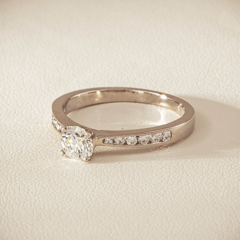 18ct White Gold .50ct Diamond Four-Claw Avalon Ring - Ring - Walker & Hall