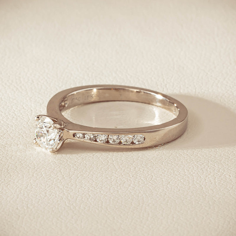 18ct White Gold .50ct Diamond Four-Claw Avalon Ring - Ring - Walker & Hall