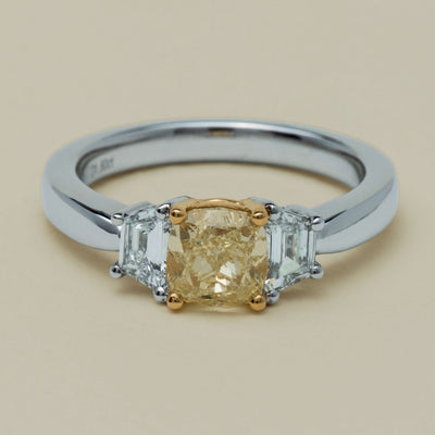18ct White Gold 1.32ct Fancy Diamond Three-Stone Ring - Ring - Walker & Hall
