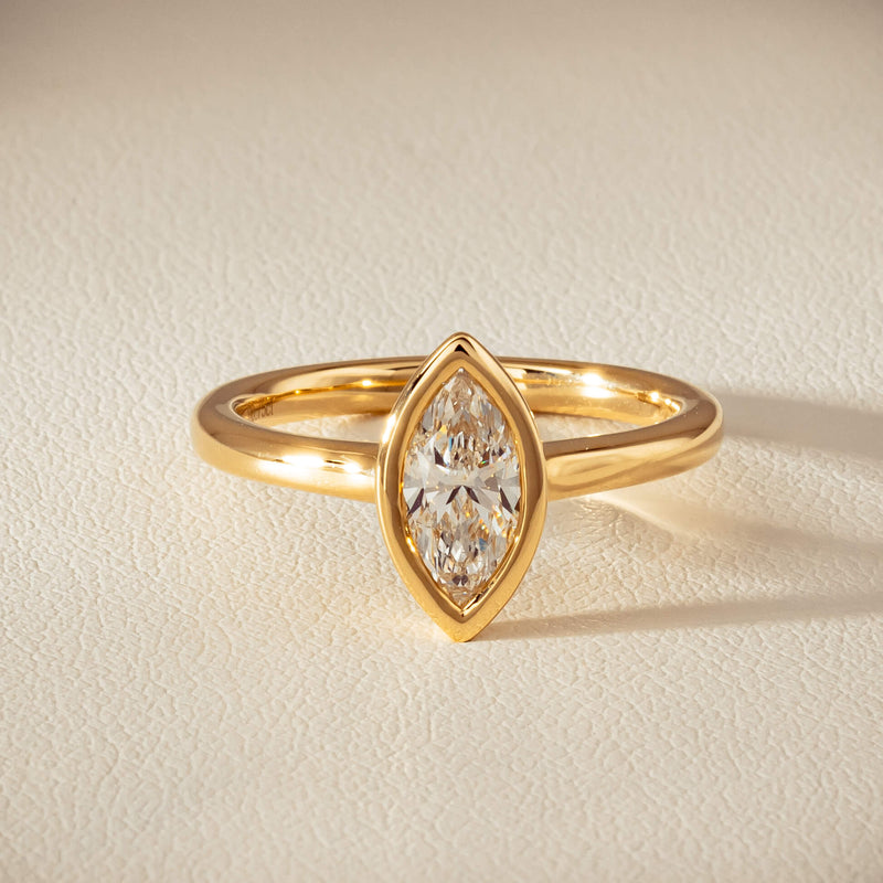 18ct Yellow Gold .75ct Reclaimed Marquise Diamond Natalia Ring - Ring - Walker & Hall