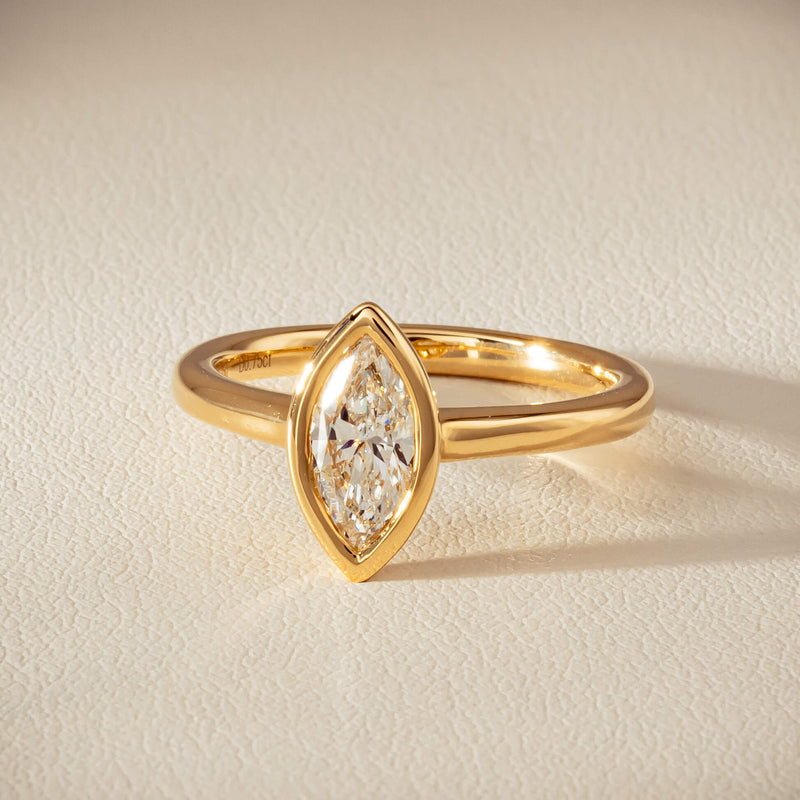 18ct Yellow Gold .75ct Reclaimed Marquise Diamond Natalia Ring - Ring - Walker & Hall