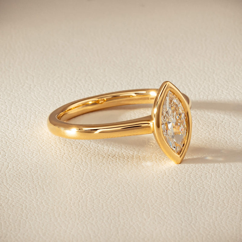 18ct Yellow Gold .75ct Reclaimed Marquise Diamond Natalia Ring - Ring - Walker & Hall