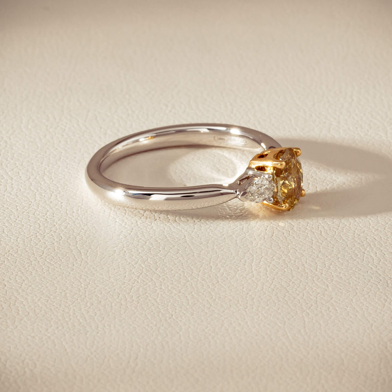 18ct White Gold .76ct Oval Cut Fancy Diamond Ayla Ring - Ring - Walker & Hall