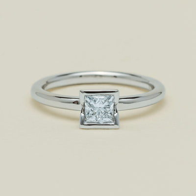 18ct White Gold .52ct Reclaimed Princess-Cut Diamond Elle Ring - Ring - Walker & Hall