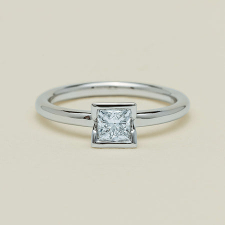 18ct White Gold .52ct Reclaimed Princess-Cut Diamond Elle Ring - Ring - Walker & Hall