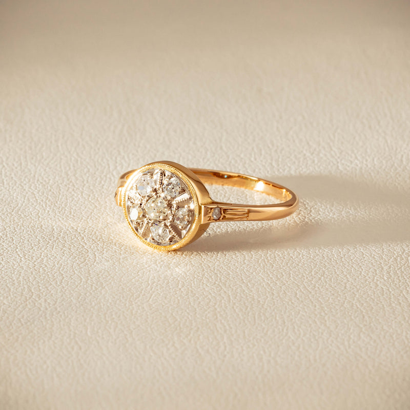 Vintage 14ct Rose & White Gold .25ct Diamond Cluster Ring - Ring - Walker & Hall