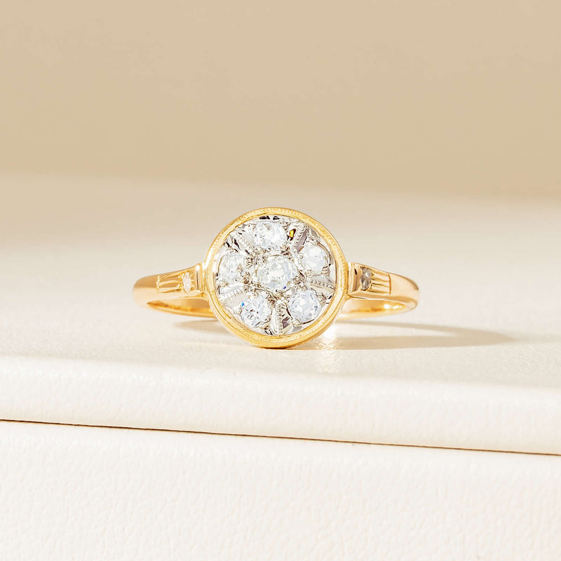 Vintage 14ct Rose & White Gold .25ct Diamond Cluster Ring - Ring - Walker & Hall