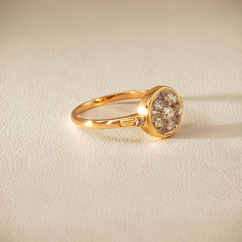 Vintage 14ct Rose & White Gold .25ct Diamond Cluster Ring - Ring - Walker & Hall
