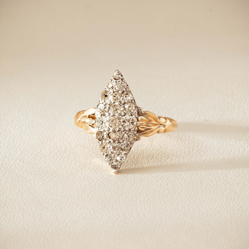 Vintage 9ct Gold & Silver .60ct Diamond Marquise Ring - Ring - Walker & Hall
