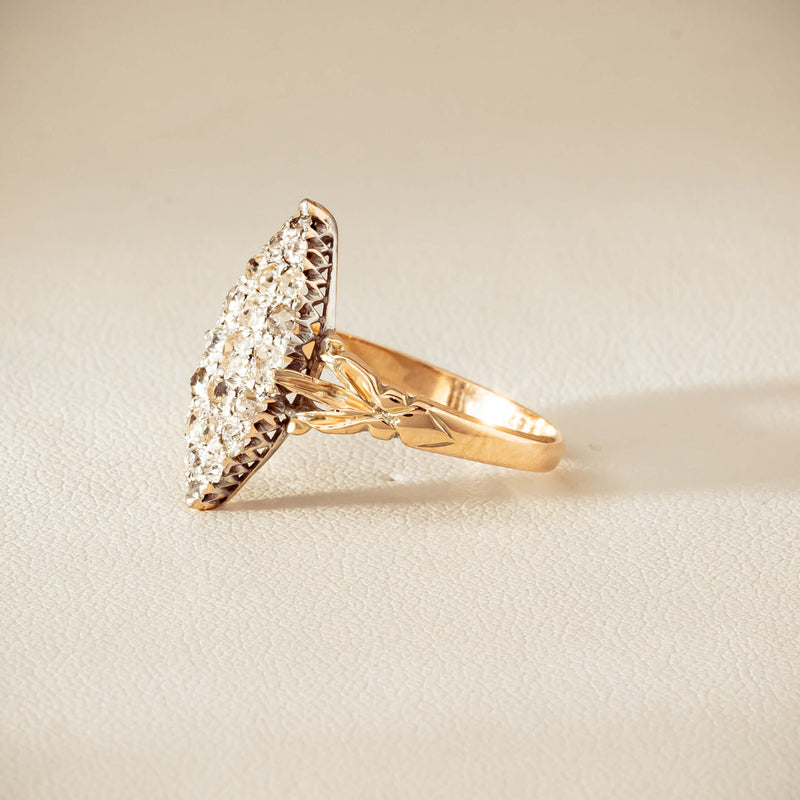Vintage 9ct Gold & Silver .60ct Diamond Marquise Ring - Ring - Walker & Hall