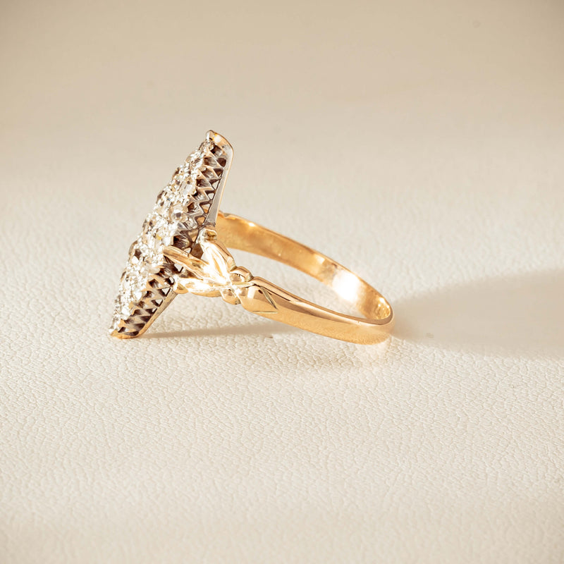 Vintage 9ct Gold & Silver .60ct Diamond Marquise Ring - Ring - Walker & Hall