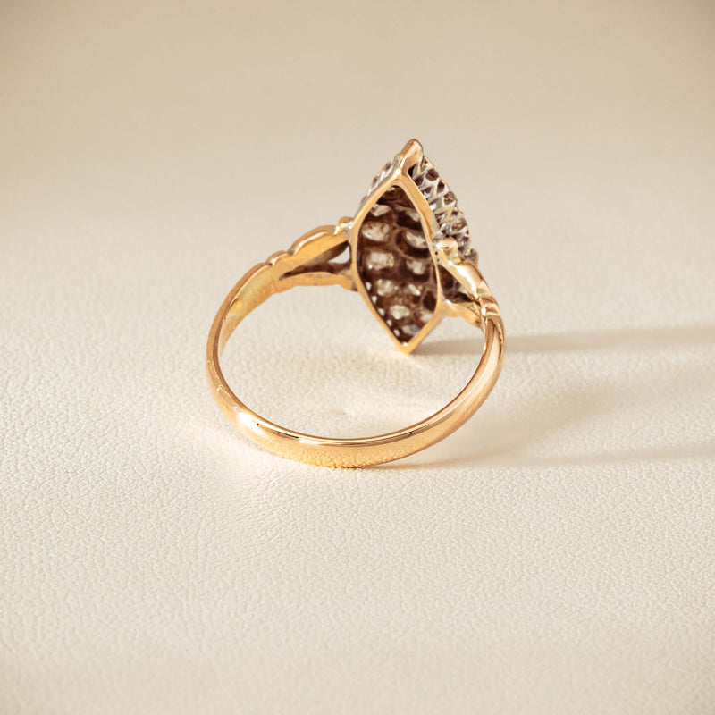 Vintage 9ct Gold & Silver .60ct Diamond Marquise Ring - Ring - Walker & Hall