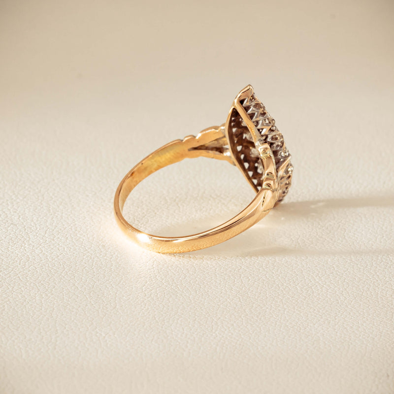 Vintage 9ct Gold & Silver .60ct Diamond Marquise Ring - Ring - Walker & Hall