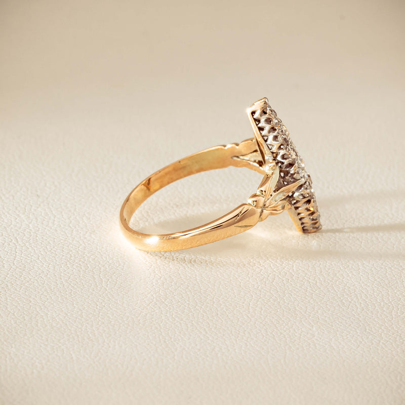 Vintage 9ct Gold & Silver .60ct Diamond Marquise Ring - Ring - Walker & Hall