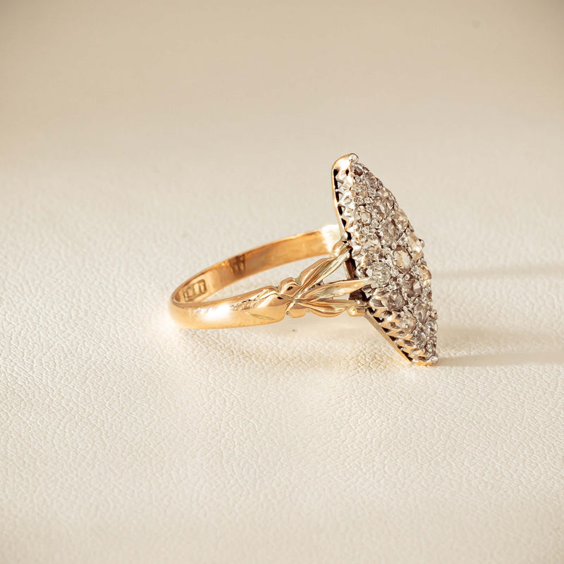 Vintage 9ct Gold & Silver .60ct Diamond Marquise Ring - Ring - Walker & Hall