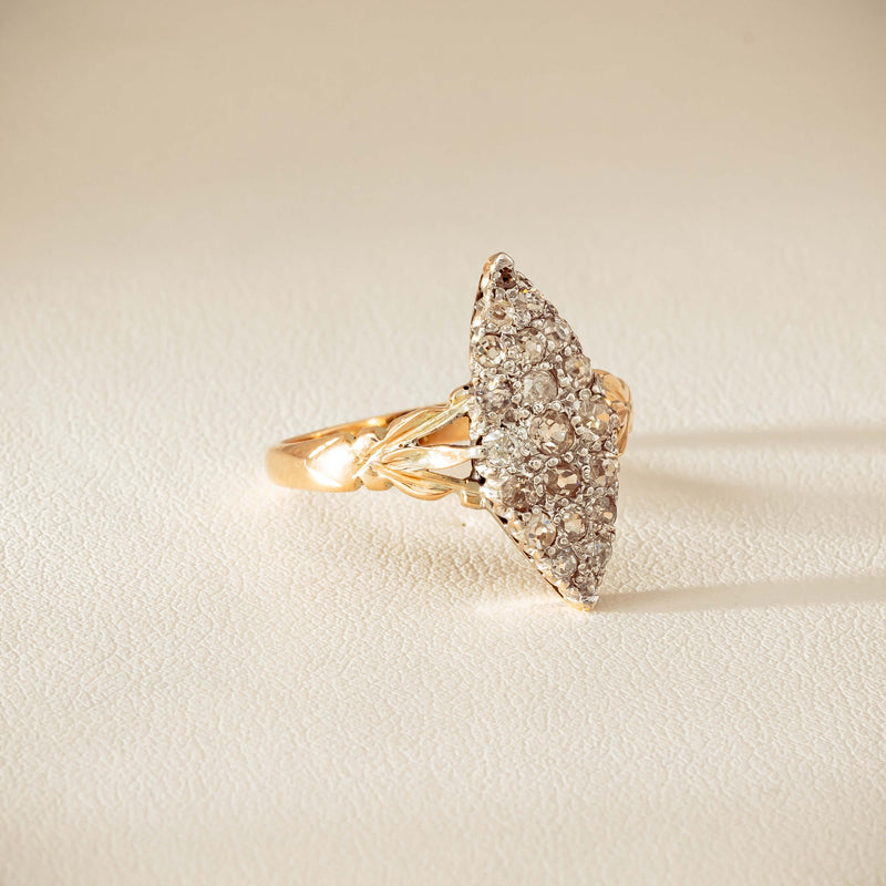 Vintage 9ct Gold & Silver .60ct Diamond Marquise Ring - Ring - Walker & Hall