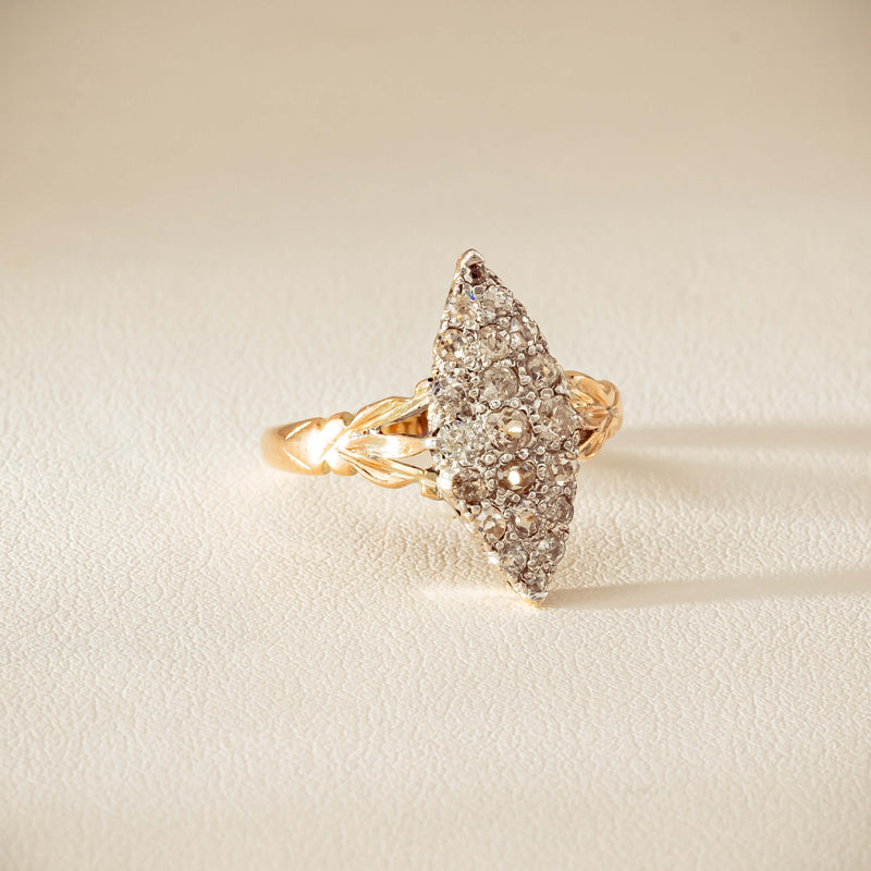 Vintage 9ct Gold & Silver .60ct Diamond Marquise Ring - Ring - Walker & Hall