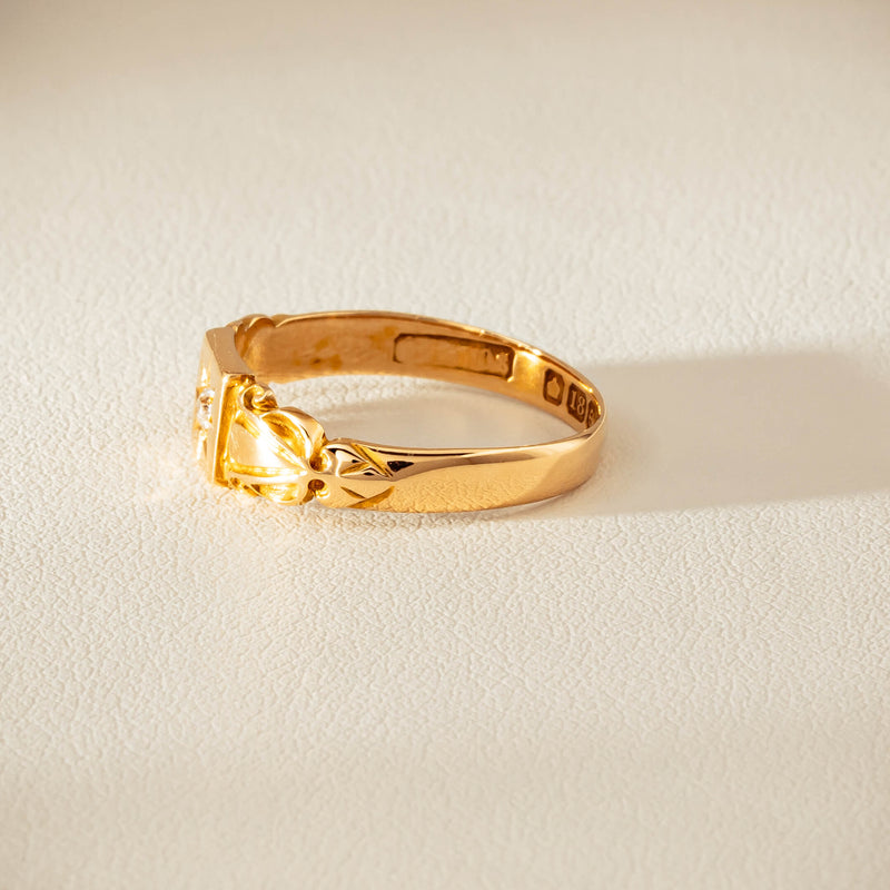 Vintage 18ct Yellow Gold Old-Cut Diamond Signet Ring - Ring - Walker & Hall