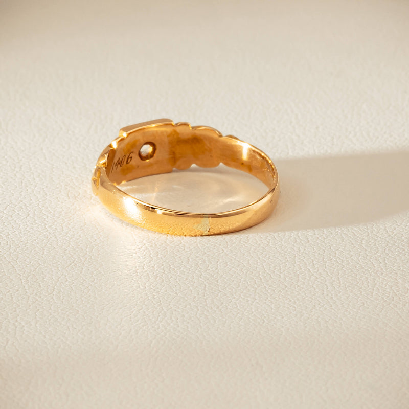 Vintage 18ct Yellow Gold Old-Cut Diamond Signet Ring - Ring - Walker & Hall