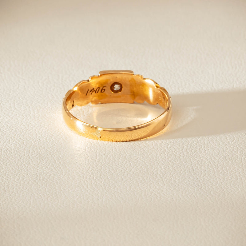 Vintage 18ct Yellow Gold Old-Cut Diamond Signet Ring - Ring - Walker & Hall