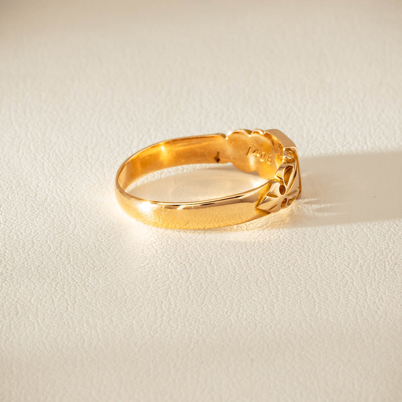 Vintage 18ct Yellow Gold Old-Cut Diamond Signet Ring - Ring - Walker & Hall