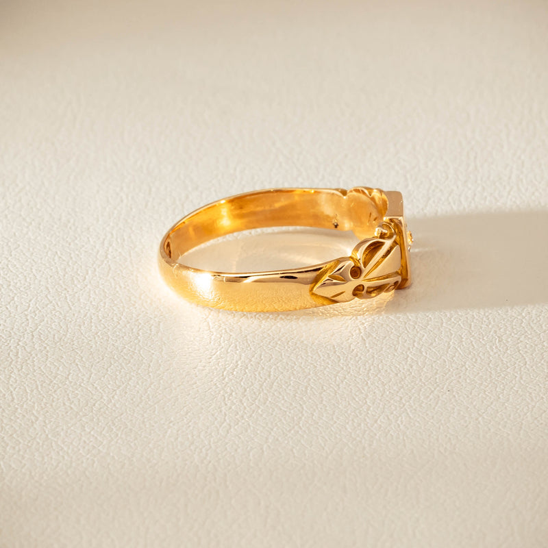 Vintage 18ct Yellow Gold Old-Cut Diamond Signet Ring - Ring - Walker & Hall