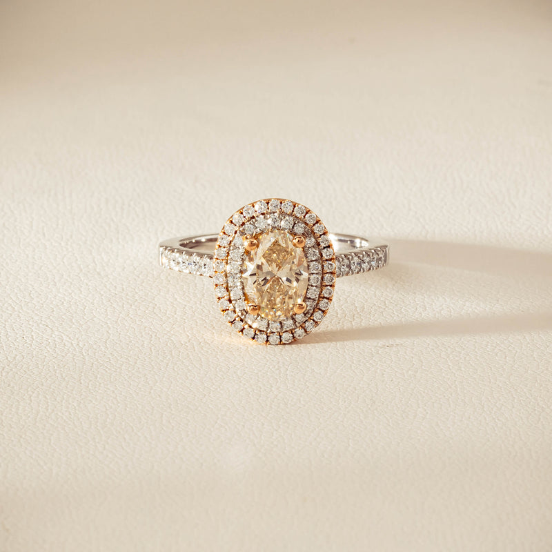 18ct White & Rose Gold 1.20ct Fancy Oval Diamond Rosa Ring - Ring - Walker & Hall