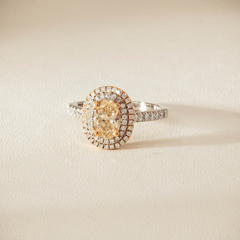 18ct White & Rose Gold 1.20ct Fancy Oval Diamond Rosa Ring - Ring - Walker & Hall