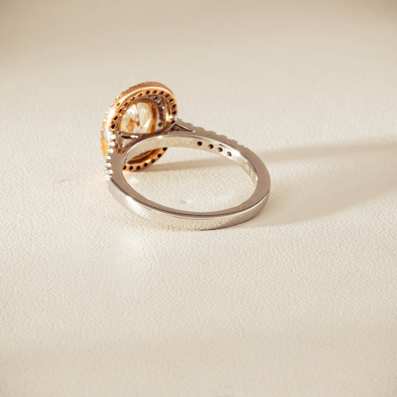 18ct White & Rose Gold 1.20ct Fancy Oval Diamond Rosa Ring - Ring - Walker & Hall